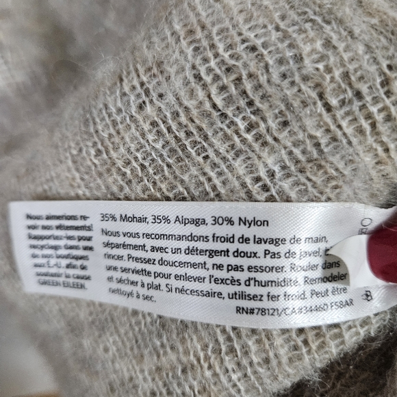 Eileen Fisher Brushed Mohair Alpaca Cardigan XL Open Front Neutral Beige - Picture 7 of 10